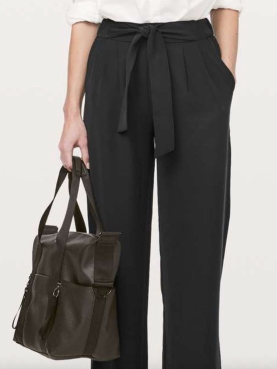 lululemon athletica Pants - Lululemon NOIR Pant Black Wide Leg Tie Front Trousers Relaxed Fit